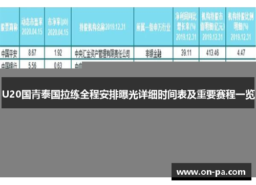 U20国青泰国拉练全程安排曝光详细时间表及重要赛程一览