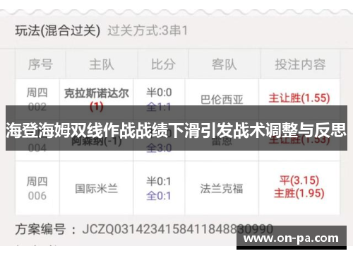 海登海姆双线作战战绩下滑引发战术调整与反思 海登海姆双线作战战绩下滑引发战术调整与反思
